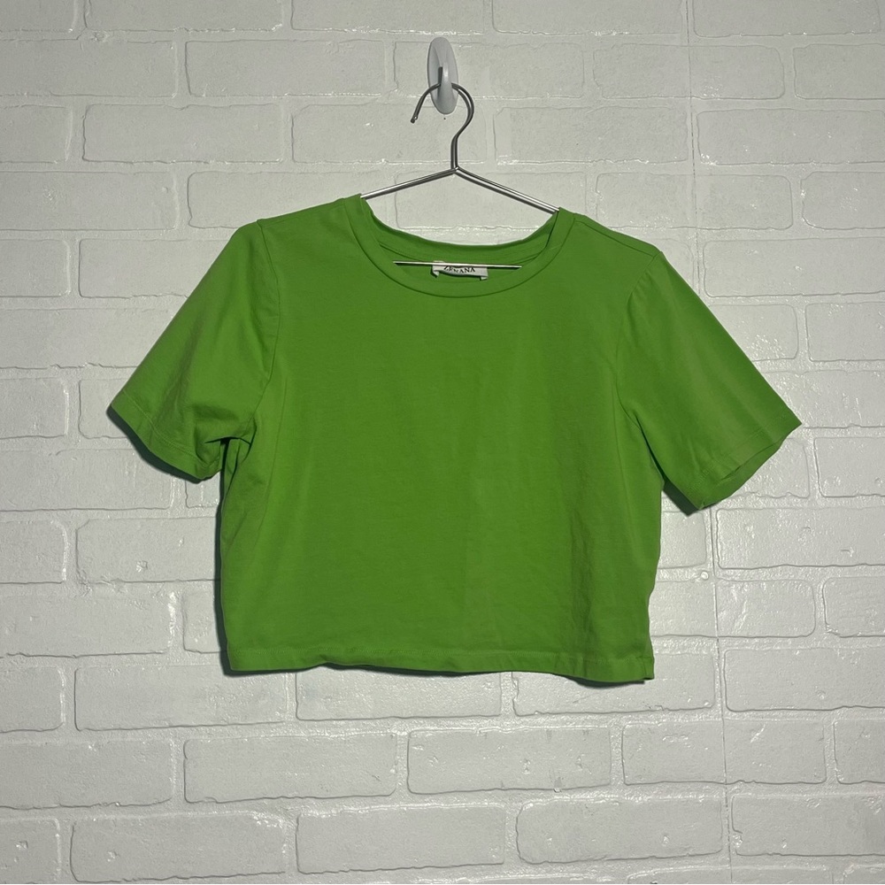 Zenana Womens Green Crop Top Fitted Stretch Cotton Casual Neon Green Summer XL